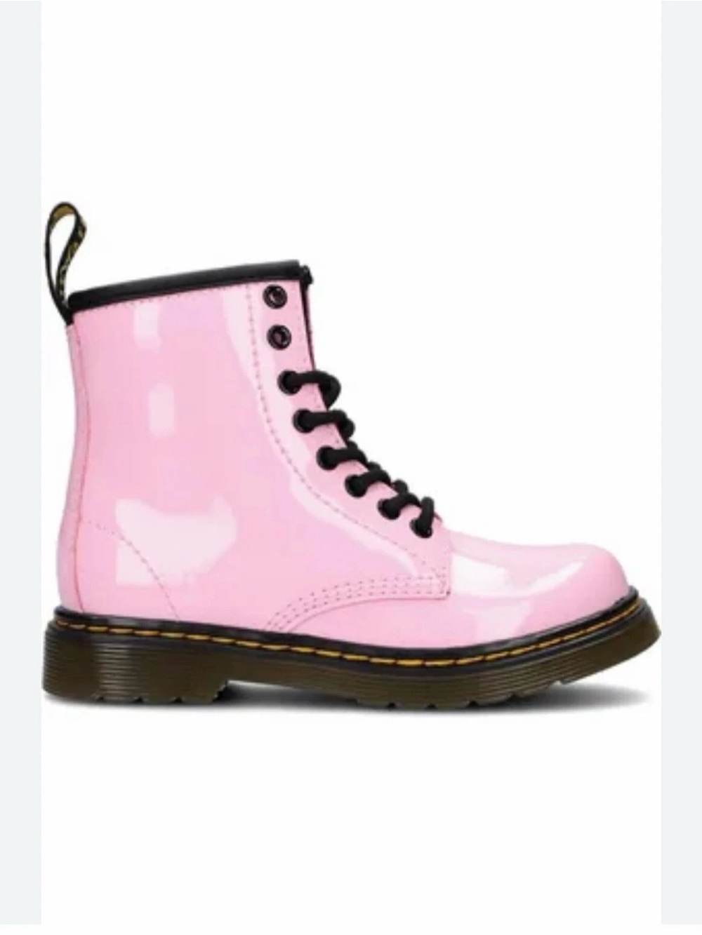 Dr. Martens Pink 1460 Patent Lace-Up Leather 
Boots Size: 3 (Little Girls)